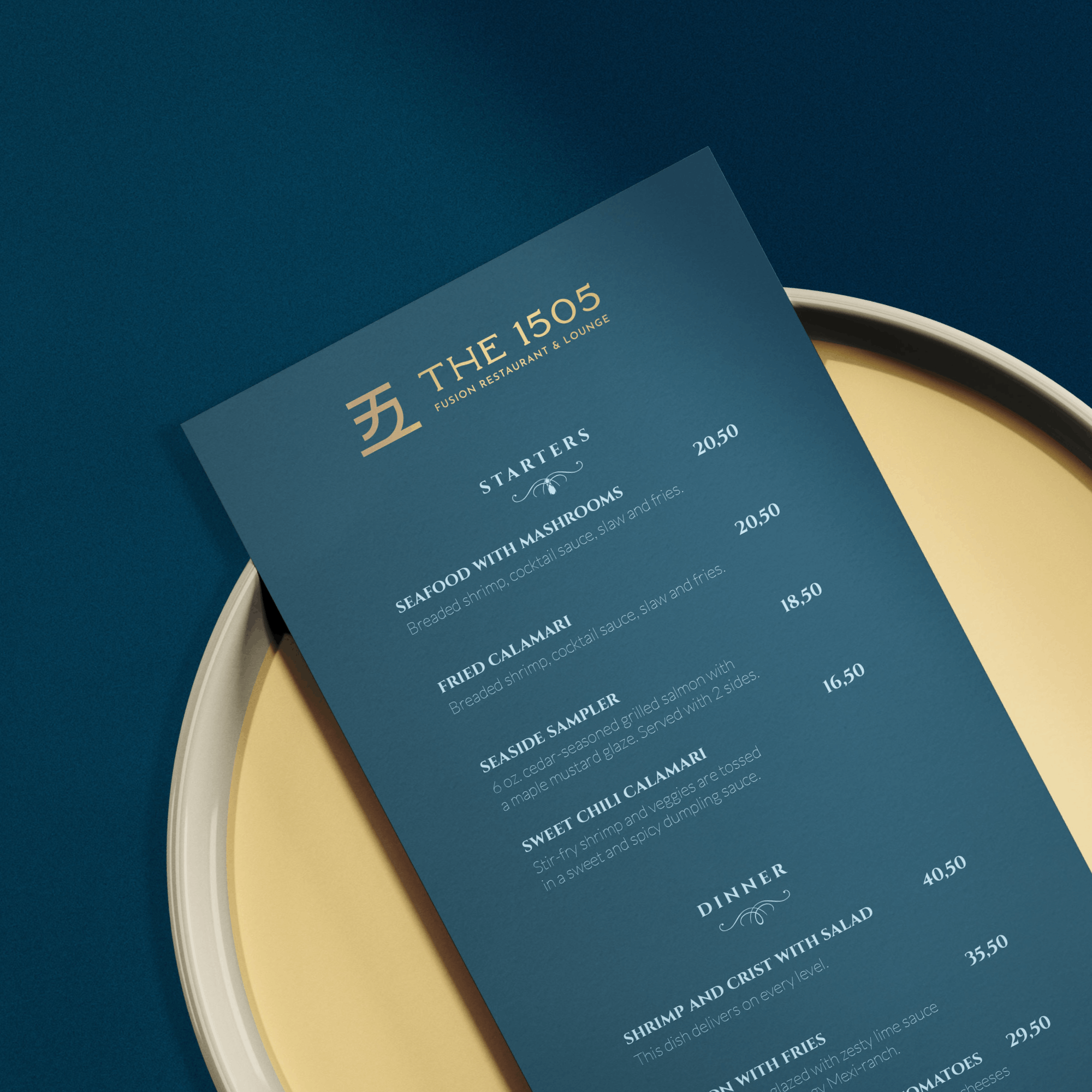 font chữ in trên menu của thương hiệu the 1050